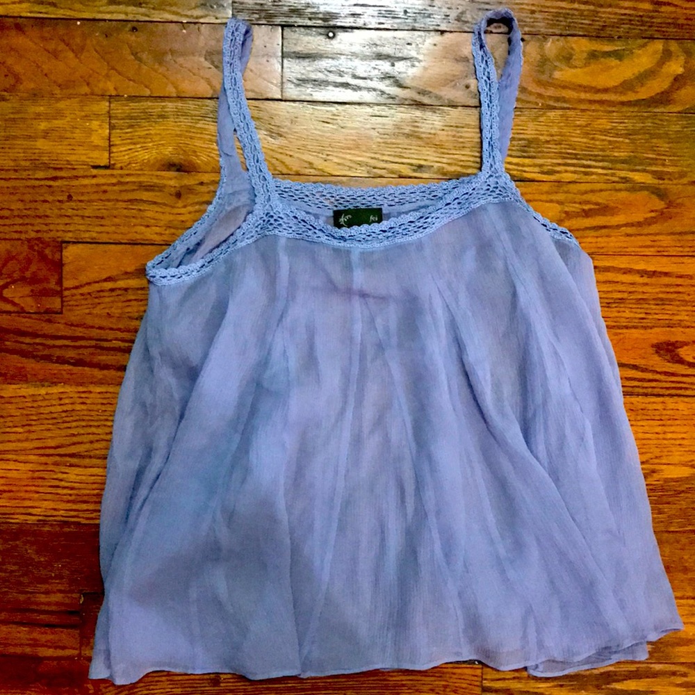 Anthropologie Fei NWOT Purple Silk Sheer Chiffon Gauzy Tank Top 0 XS